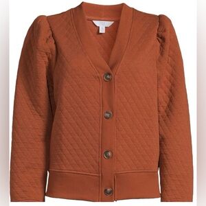 TIME & TRUE - Coordinating Quilted Puff Sleeve Top - Size 16/18 (Cinnamon Spice)